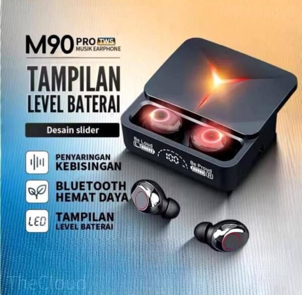 8690 - AUDIFONOS CON ESTUCHE DE CARGA "M90 PRO" (1 PZA)
