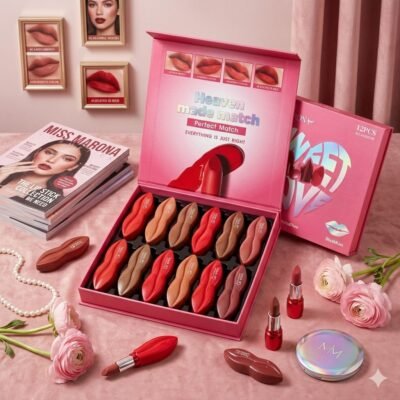 2079R - SET DE 12 LABIALES "LIPSTICK MATTE" EN FORMA DE LABIOS (1 SET)