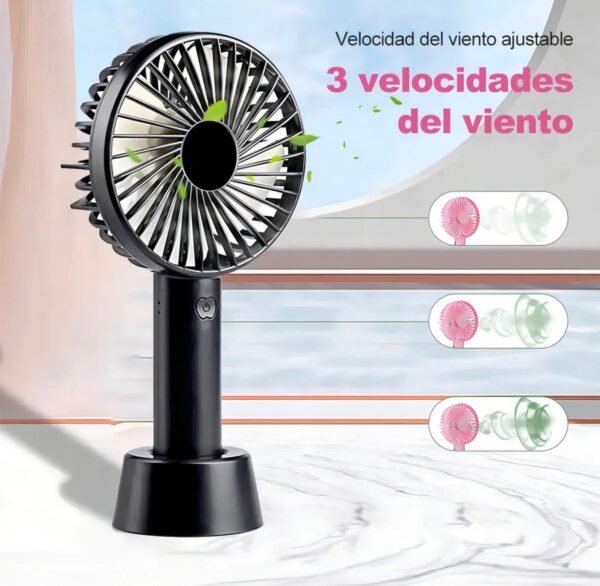 14442 - MINI VENTILADOR RECARGABLE DE MANO Y CON BASE (1 PZA)