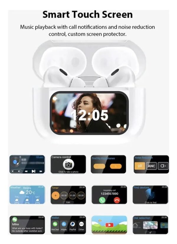 20 - AUDIFONOS "AIRPODS" "A9 PRO" CON PANTALLA TACTIL (1 PZA)