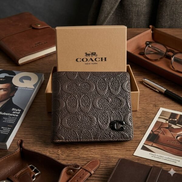 WXL-1060 - CARTERA CON TEXTURA x "COACH" PARA CABALLERO CON CAJA (1 PZA)