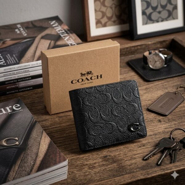 WXL-1060 - CARTERA CON TEXTURA x "COACH" PARA CABALLERO CON CAJA (1 PZA)