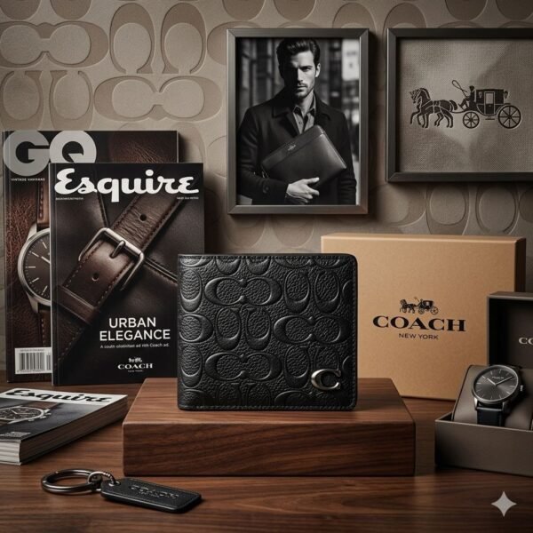 WXL-1060 - CARTERA CON TEXTURA x "COACH" PARA CABALLERO CON CAJA (1 PZA)