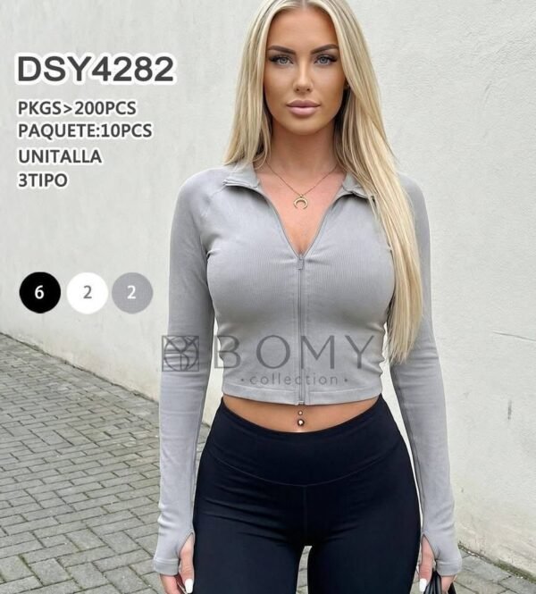 DY54282 - CHAMARRA DEPORTIVA CORTE "CROP" PARA DAMA POR TERCIA (3 PIEZAS)