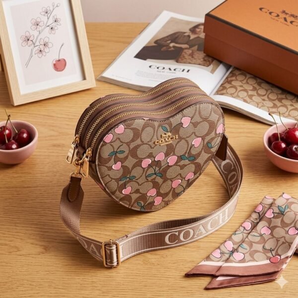 WY-0363Q - CROSSBODY EN FORMA DE CORAZON CON 3 CIERRES x "COACH" (1 PZA)