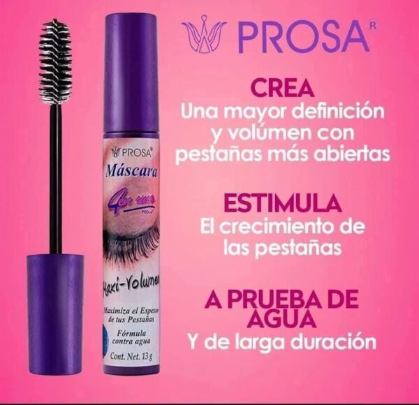15153 - MASCARA "MAXI-VOLUMEN" x "PROSA" TAPA MORADA (1 PZA)