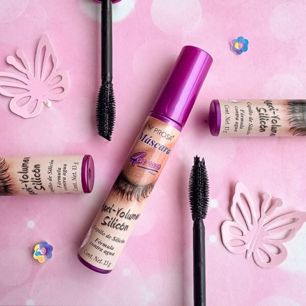 15191 - MASCARA "MAXI-VOLUMEN SILICON" x "PROSA" TAPA ROSA (1 PZA)