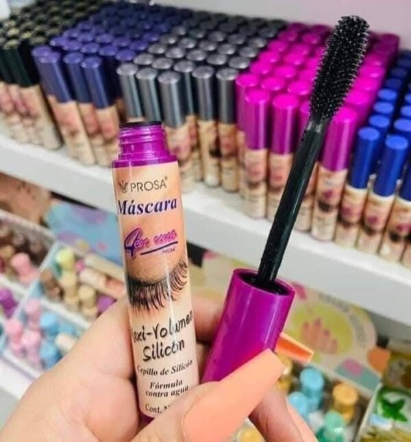 15191 - MASCARA "MAXI-VOLUMEN SILICON" x "PROSA" TAPA ROSA (1 PZA)
