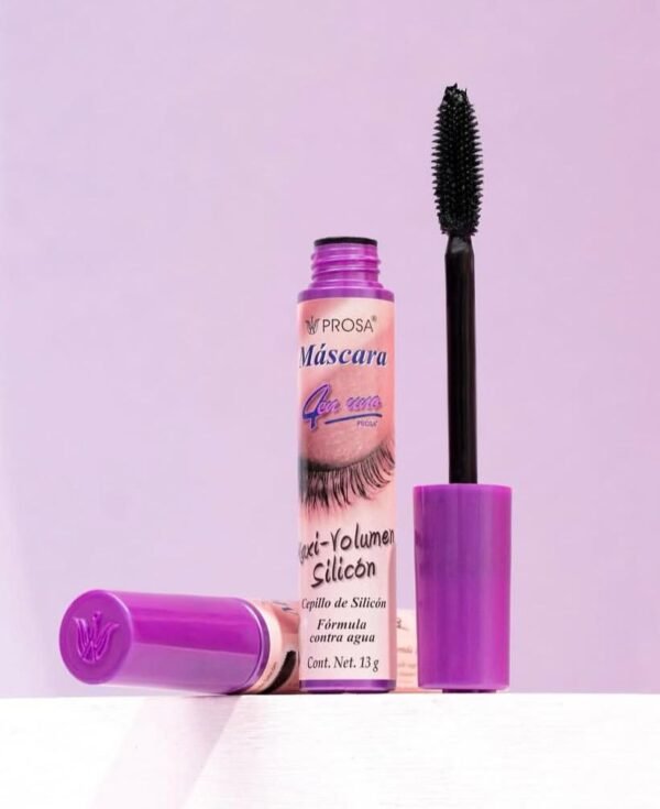 15191 - MASCARA "MAXI-VOLUMEN SILICON" x "PROSA" TAPA ROSA (1 PZA)
