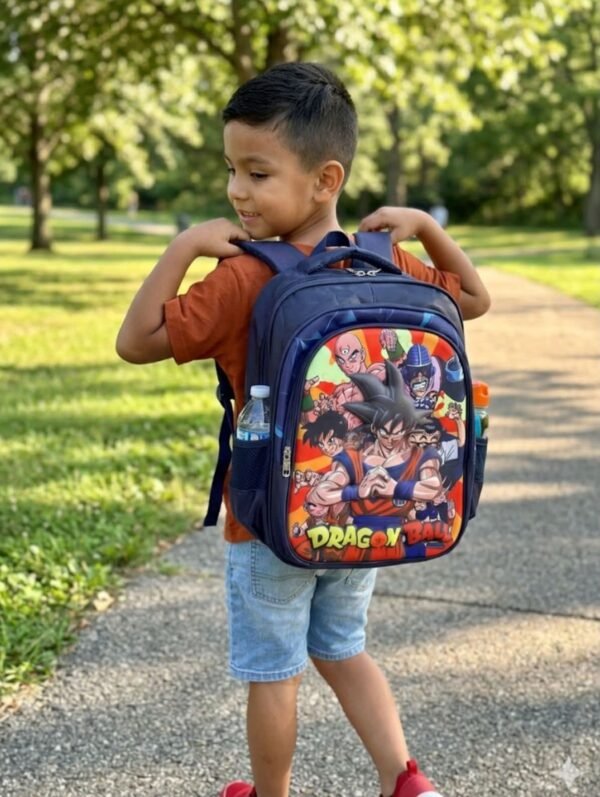 S16-2606 - TRIO ESCOLAR DE MOCHILA PARA PRIMARIA CON LUZ LED x "PERSONAJES" (1 TRIO)