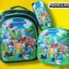 S16-2606 - TRIO ESCOLAR DE MOCHILA PARA PRIMARIA CON LUZ LED x "PERSONAJES" (1 TRIO)