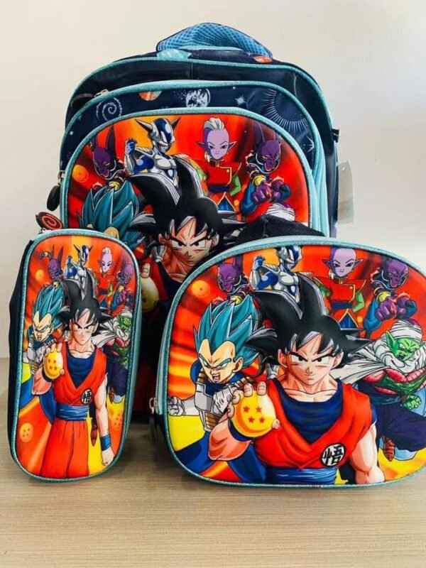 S16-2606 - TRIO ESCOLAR DE MOCHILA PARA PRIMARIA CON LUZ LED x "PERSONAJES" (1 TRIO)