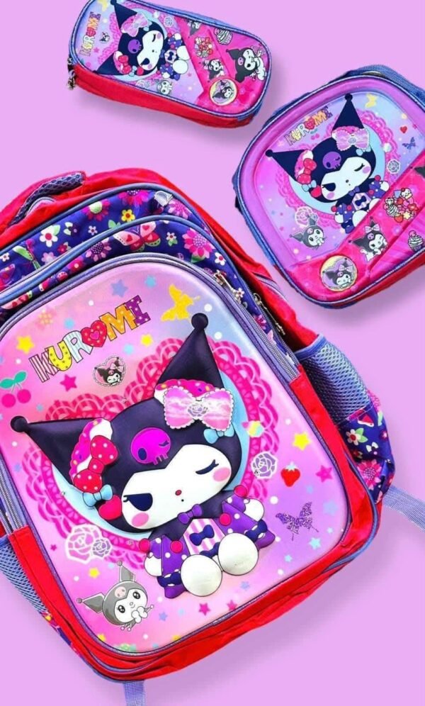 S16-2606 - TRIO ESCOLAR DE MOCHILA PARA PRIMARIA CON LUZ LED x "PERSONAJES" (1 TRIO)