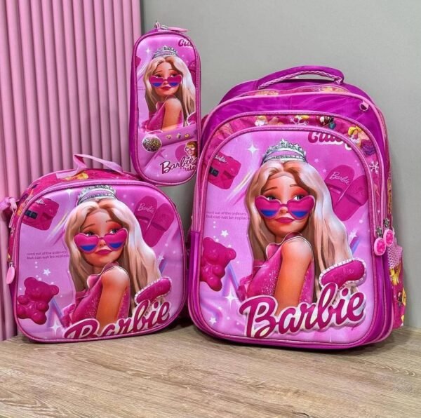 S16-2606 - TRIO ESCOLAR DE MOCHILA PARA PRIMARIA CON LUZ LED x "PERSONAJES" (1 TRIO)