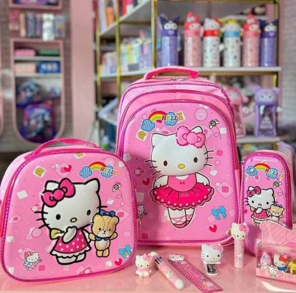 S16-2606 - TRIO ESCOLAR DE MOCHILA PARA PRIMARIA CON LUZ LED x "PERSONAJES" (1 TRIO)