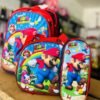 S16-2606 - TRIO ESCOLAR DE MOCHILA PARA PRIMARIA CON LUZ LED x "PERSONAJES" (1 TRIO)
