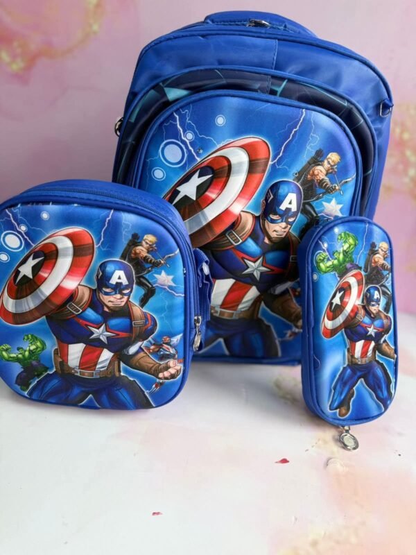 S16-2606 - TRIO ESCOLAR DE MOCHILA PARA PRIMARIA CON LUZ LED x "PERSONAJES" (1 TRIO)