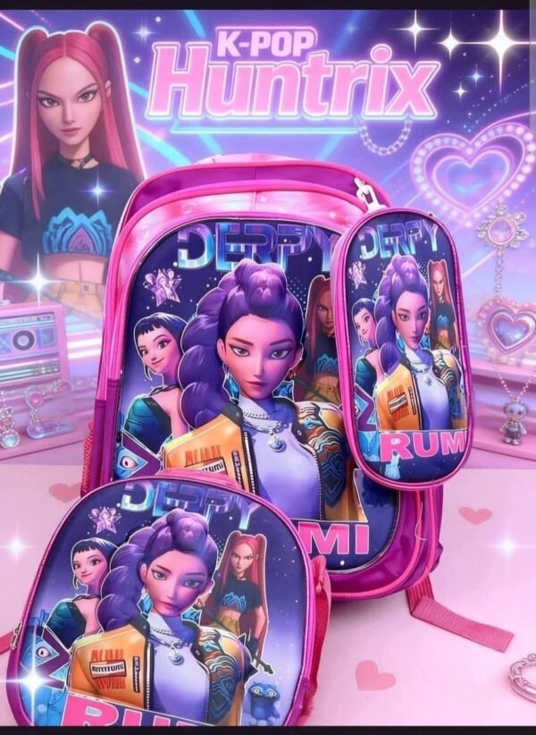 S16-2606 - TRIO ESCOLAR DE MOCHILA PARA PRIMARIA CON LUZ LED x "PERSONAJES" (1 TRIO)