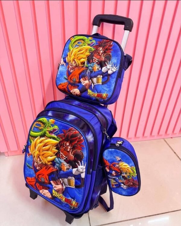 MT-6325 - TRIO ESCOLAR DE MOCHILA PARA PRIMARIA CON LUZ LED y COMPARTIMIENTO PARA CARRITO x "PERSONAJES" (1 TRIO)
