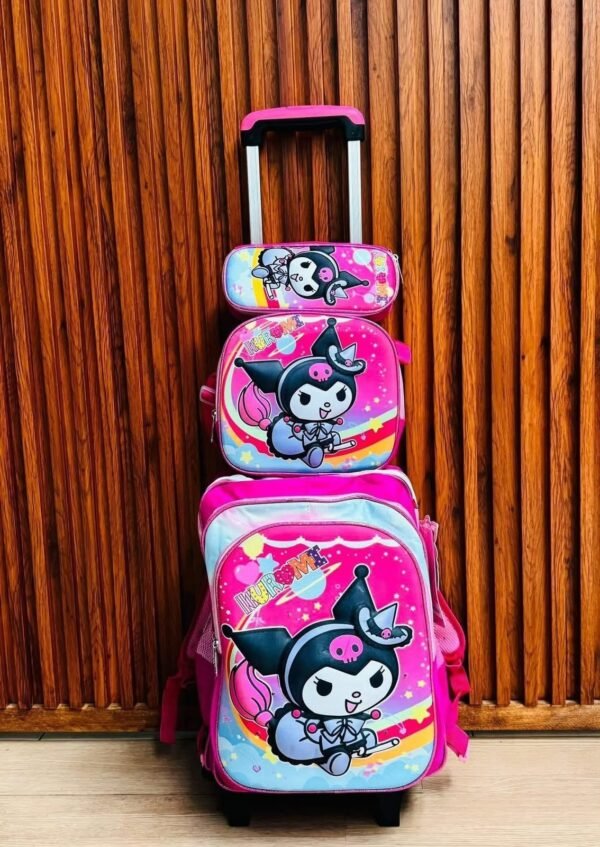 MT-6325 - TRIO ESCOLAR DE MOCHILA PARA PRIMARIA CON LUZ LED y COMPARTIMIENTO PARA CARRITO x "PERSONAJES" (1 TRIO)