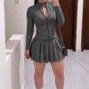 SET4312 - CONJUNTO DEPORTIVO PREMIUM DE FALDA/SHORT Y CHAMARRA (1 CONJUNTO)