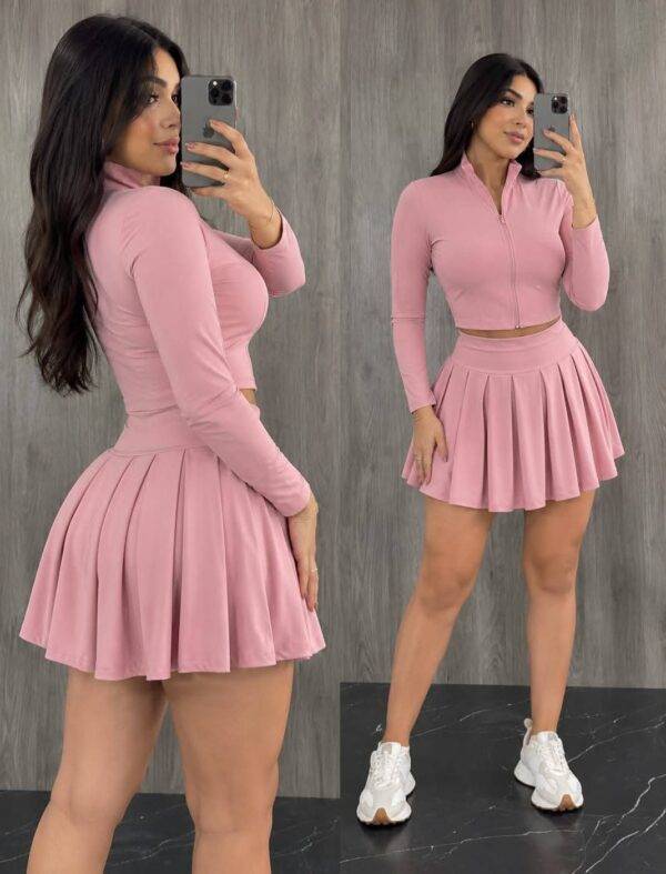 SET4312 - CONJUNTO DEPORTIVO PREMIUM DE FALDA/SHORT Y CHAMARRA (1 CONJUNTO)