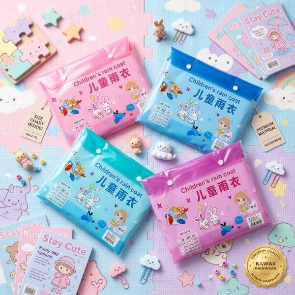 310282 - IMPERMEABLE KAWAII "KIDS" CON BOLSA (1 PZA)
