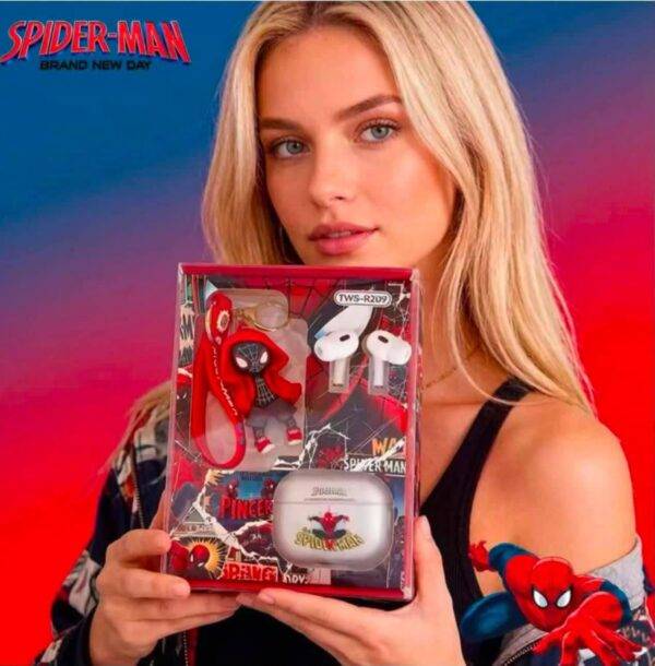 LU99394 - AUDIFONOS "TIPO AIRPODS" CON LLAVERO x "SPIDER-MAN" (1 PZA)