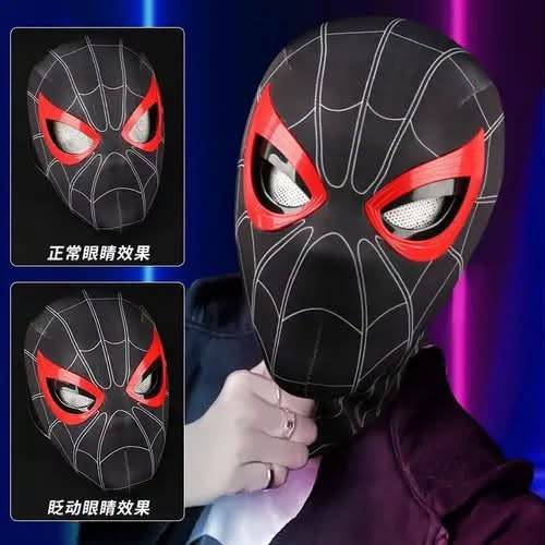 LU99348 - MASCARA NEGRA CON MOVIMIENTO x "SPIDER-MAN" CON CAJA (1 PZA)