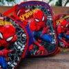 MT-6328- TRIO ESCOLAR DE MOCHILA PARA KINDER CON LUZ LED Y COMPARTIMIENTO PARA CARRITO x "PERSONAJES". (1 TRIO)