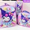 MT-6328- TRIO ESCOLAR DE MOCHILA PARA KINDER CON LUZ LED Y COMPARTIMIENTO PARA CARRITO x "PERSONAJES". (1 TRIO)