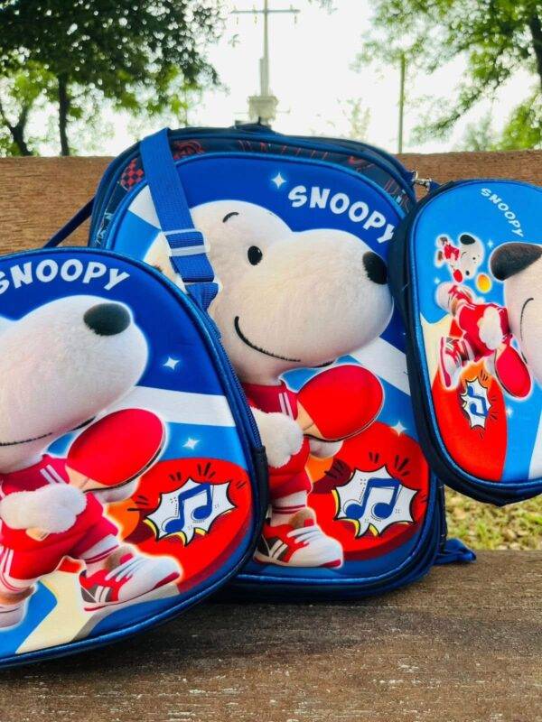 MT-6328- TRIO ESCOLAR DE MOCHILA PARA KINDER CON LUZ LED Y COMPARTIMIENTO PARA CARRITO x "PERSONAJES". (1 TRIO)