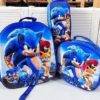 MT-6328- TRIO ESCOLAR DE MOCHILA PARA KINDER CON LUZ LED Y COMPARTIMIENTO PARA CARRITO x "PERSONAJES". (1 TRIO)