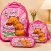 31625 - TRIO ESCOLAR DE MOCHILA PARA PRIMARIA CON LUZ LED y COMPARTIMENTO PARA CARRITO x "CAPIBARA" (1 TRIO)