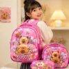 31625 - TRIO ESCOLAR DE MOCHILA PARA PRIMARIA CON LUZ LED y COMPARTIMENTO PARA CARRITO x "CAPIBARA" (1 TRIO)