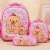 31625 - TRIO ESCOLAR DE MOCHILA PARA PRIMARIA CON LUZ LED y COMPARTIMENTO PARA CARRITO x "CAPIBARA" (1 TRIO)