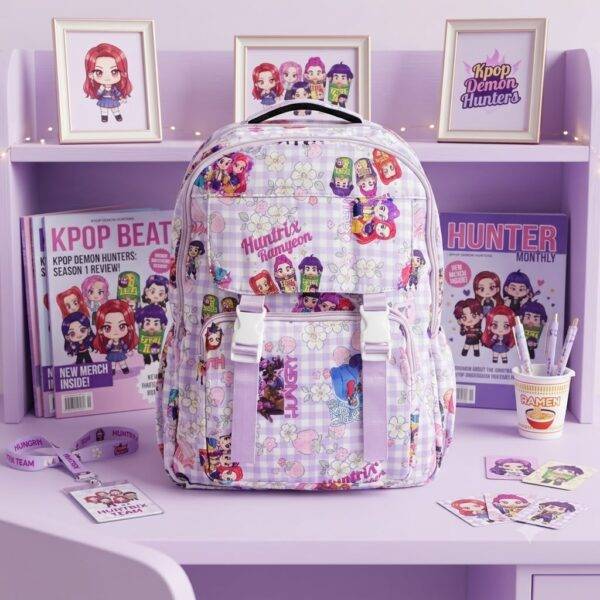 BB1502- MOCHILA "DISEÑO CUADROS" x "DEMON HUNTERS" (1 PZA)