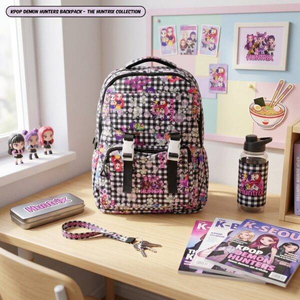 BB1502- MOCHILA "DISEÑO CUADROS" x "DEMON HUNTERS" (1 PZA)