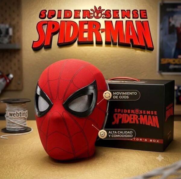 LU9937 - MASCARA COLOR ROJA CON MOVIMIENTO y LUEZ LED DE "SPIDER-MAN" CON CAJA. (1 PZA)