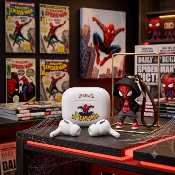 LU99394 - AUDIFONOS "TIPO AIRPODS" CON LLAVERO x "SPIDER-MAN" (1 PZA)