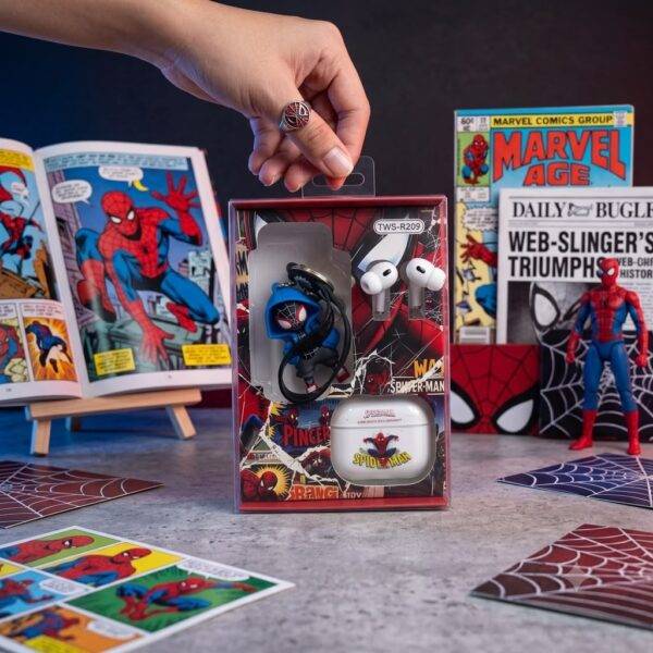 LU99394 - AUDIFONOS "TIPO AIRPODS" CON LLAVERO x "SPIDER-MAN" (1 PZA)