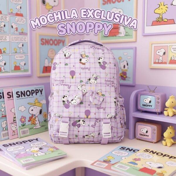 BB1515- MOCHILA ESCOLAR PREMIUM  x "SNOPPY". (1 PZA)