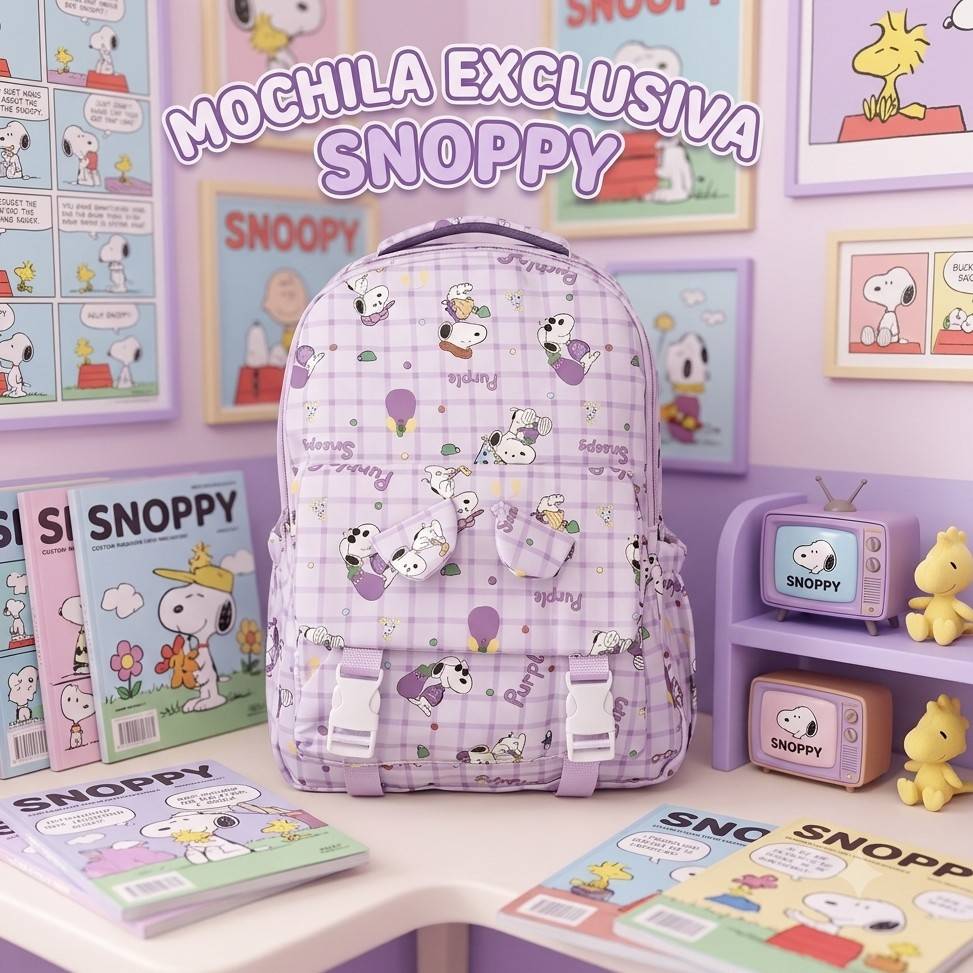BB1515- MOCHILA ESCOLAR PREMIUM  x «SNOPPY». (1 PZA)