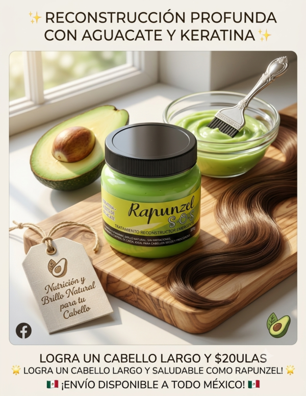 1785946026466 MRZ9- MASCARILLA RECONSTRUCTIVA "S.O.S" DE AGUACATE x "RAPUNZEL". (1 PZA)