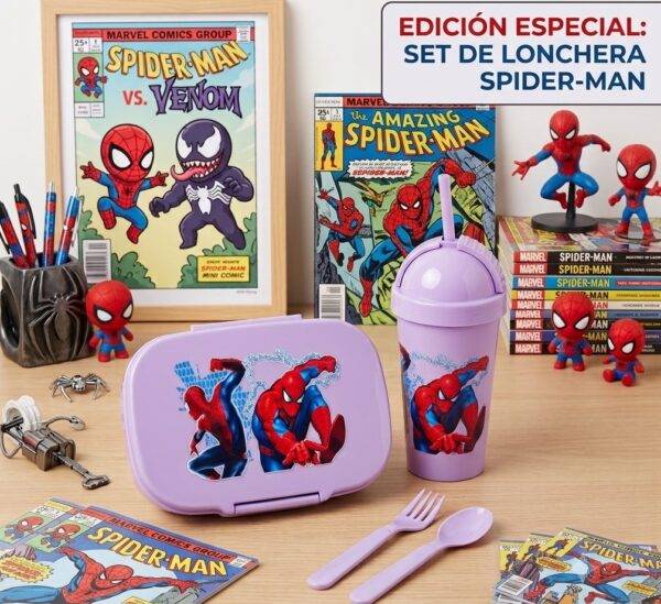 H951L-4- BOX LUNCH CON VASO Y TENEDOR x "PERSONAJES". (1 PZA)