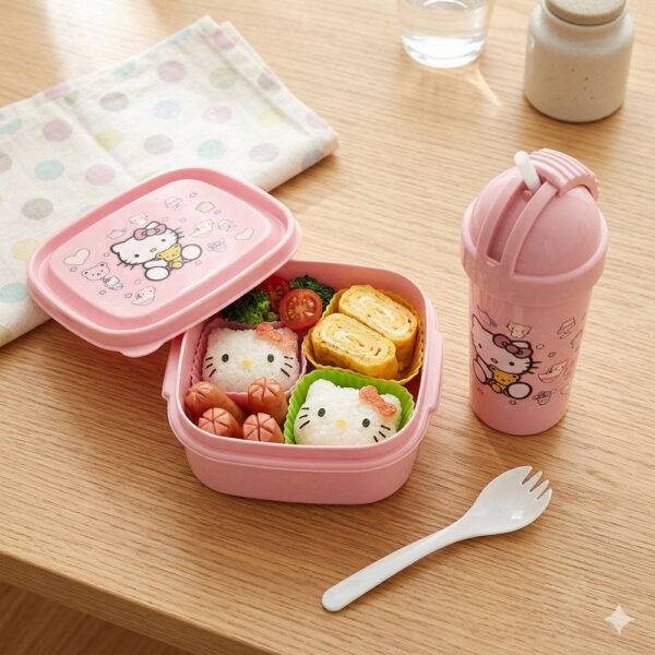 H951L-4- BOX LUNCH CON VASO Y TENEDOR x "PERSONAJES". (1 PZA)