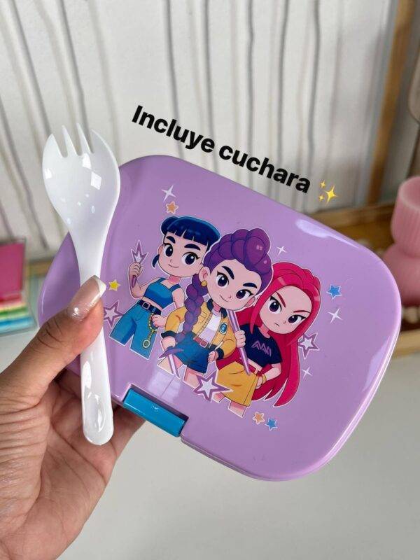 H951L-4- BOX LUNCH CON VASO Y TENEDOR x "PERSONAJES". (1 PZA)