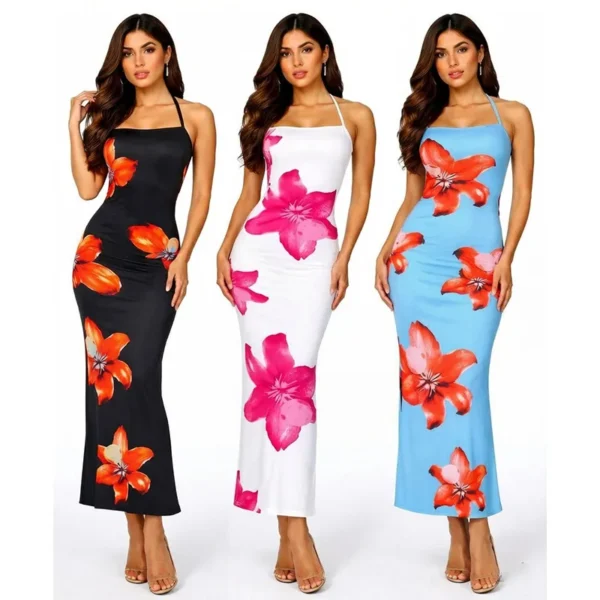AP014- VESTIDO FLORAL DE TIRANTES PARA DAMA. (1 PZA)