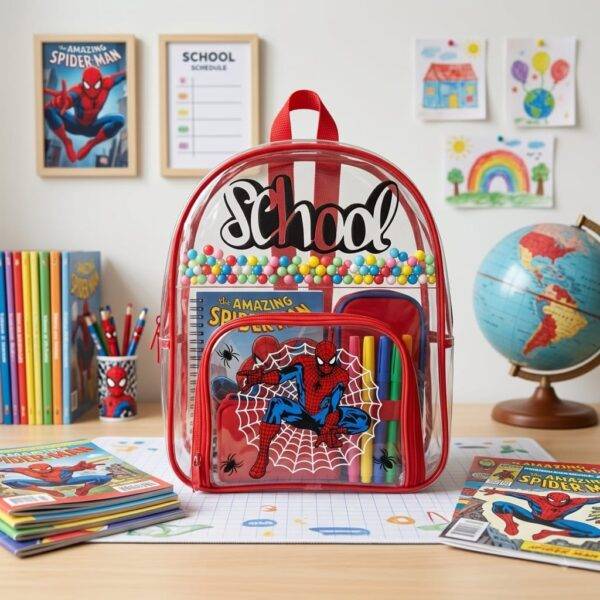 S900- MOCHILA TRANSPARENTE PARA KINDER x "PERSONAJES". (1 PZA)