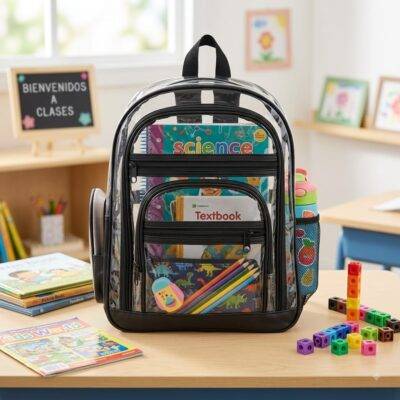GB - MOCHILA TRANSPARENTE PARA PRIMARIA CON 3 COMPARTIMENTOS (1 PZA)